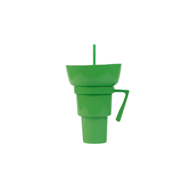 Green 2-in-1 Snack and Drink Cup – Reusable Tumbler with Straw for Parties and Kids